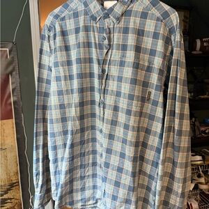 Columbia Light Blue and Cream Plaid Shirt
